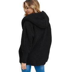 Plush Hooded Pure Long sleeve Coats