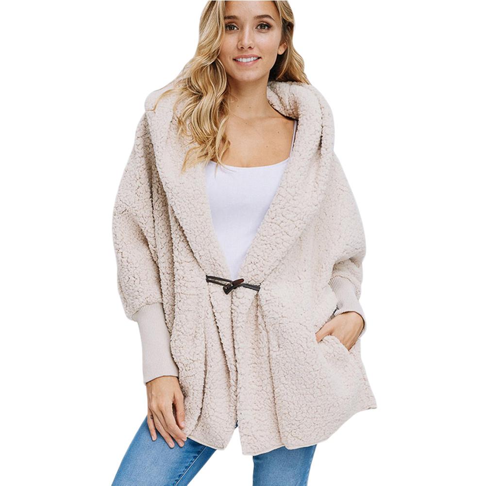 Plush Hooded Pure Long sleeve Coats