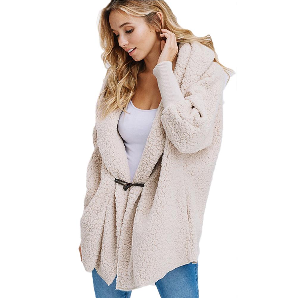 Plush Hooded Pure Long sleeve Coats