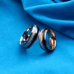 Purple Agate Meteorite Rose Gold Tungsten Carbide Ring