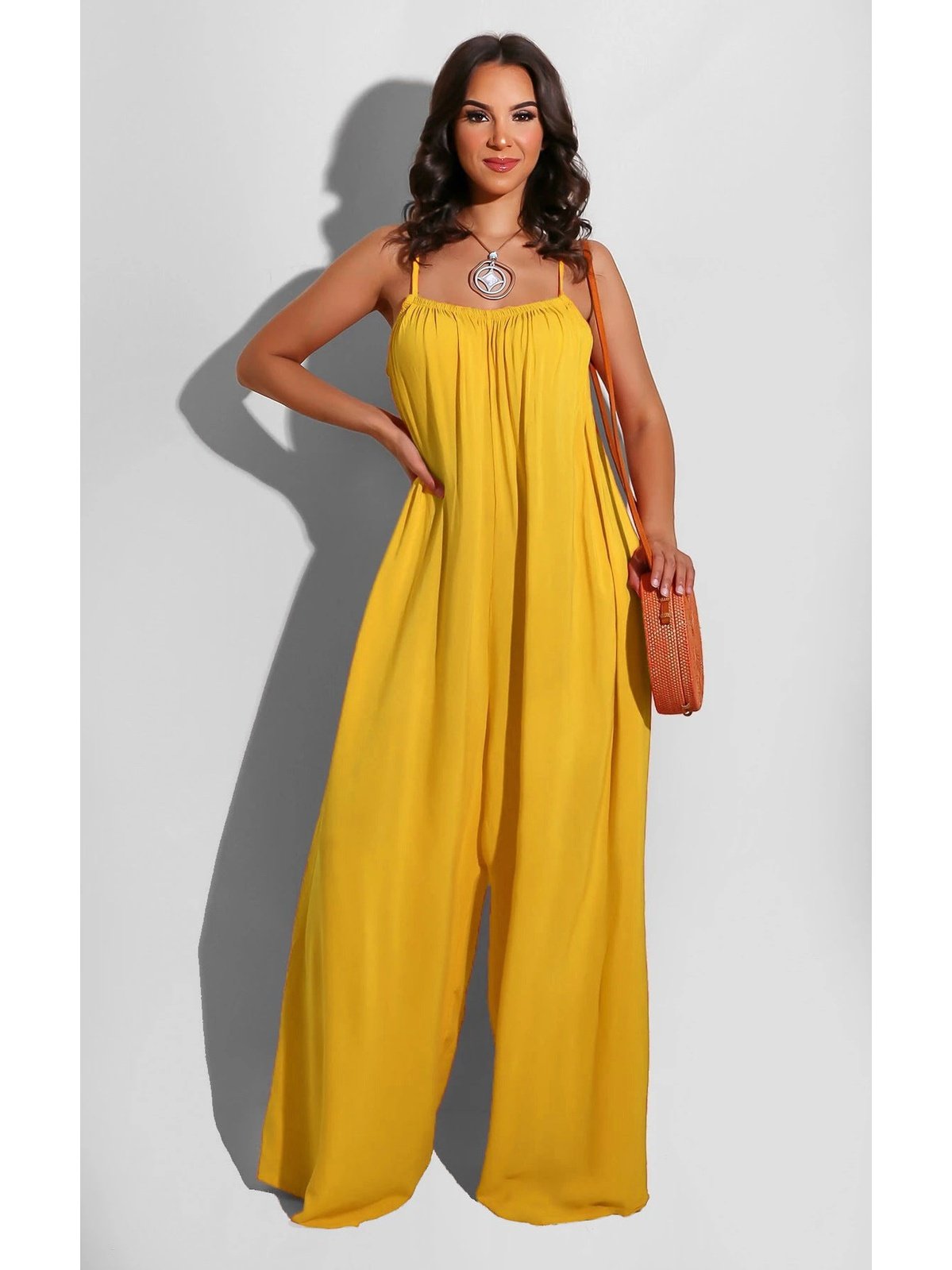 Summer Solid Color Suspender Jumpsuit