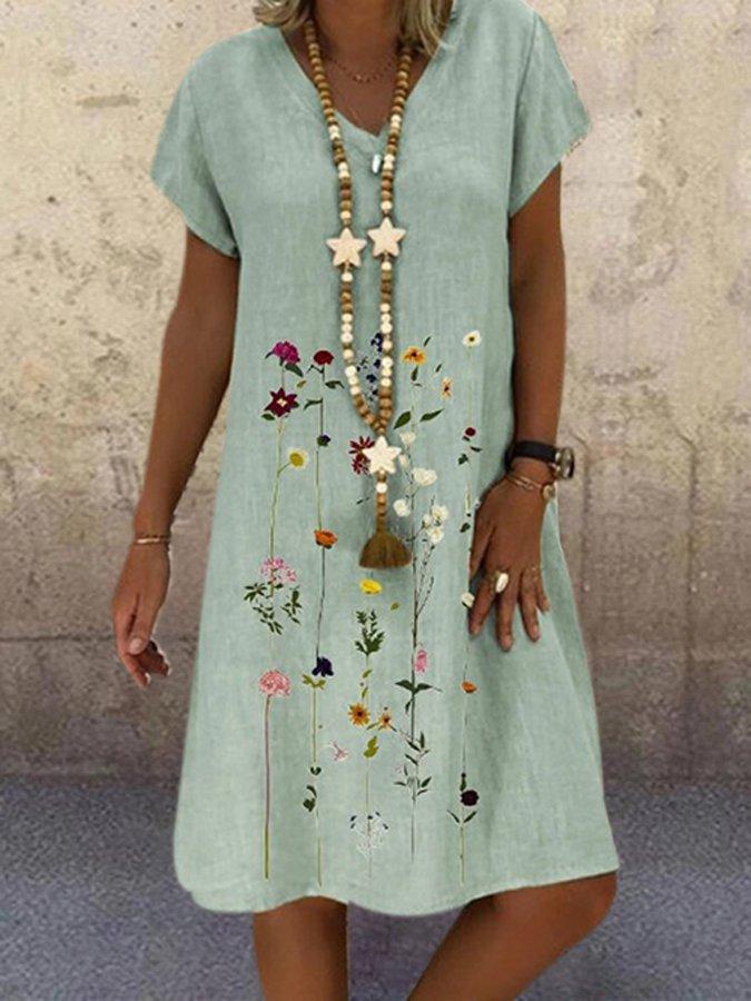 Printed Holiday Short Sleeve Dresses