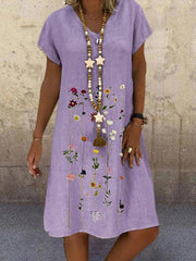 Printed Holiday Short Sleeve Dresses