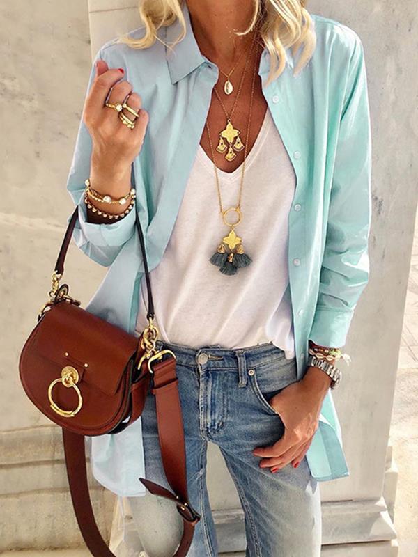 Plain chiffon long sleeves women Blouses