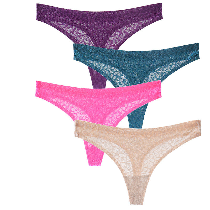 Female Jacquard Solid Color T-Back Panties