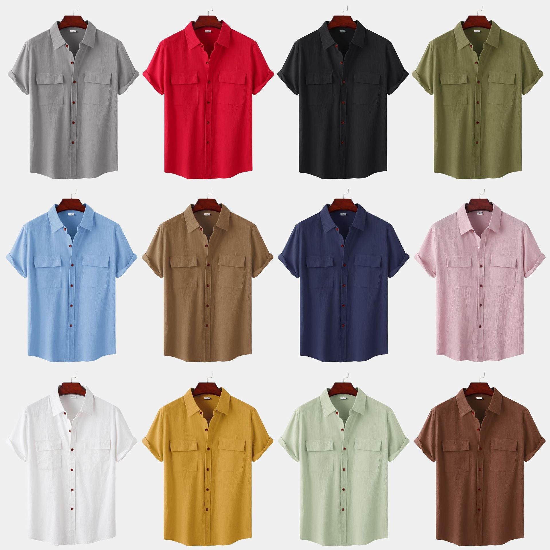 New Cotton And Linen Short-Sleeved Shirts