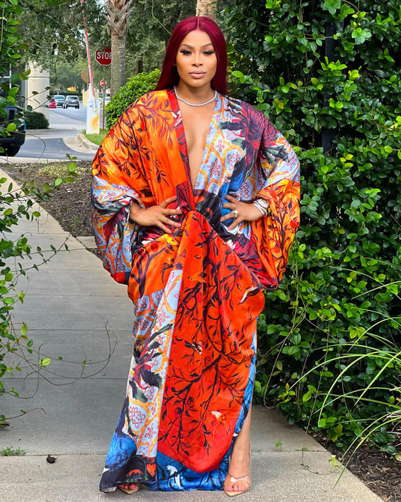 Oversize Bright Sea Of Colors Kaftan