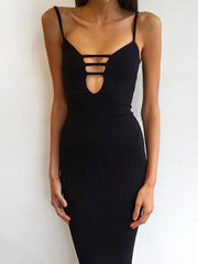 Pretty Sexy Solid Straps Deep V Neck Bodycon Bandage Dress