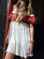 Off-the-shoulder Stripes Mini Dress