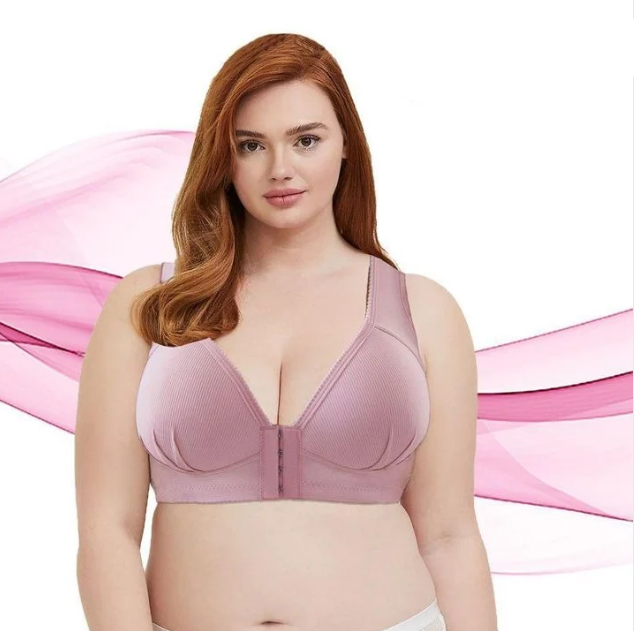 Plus Size Front Closure Elastic Push Up Comfort Bra