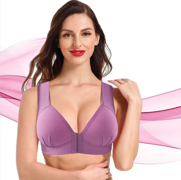 Plus Size Front Closure Elastic Push Up Comfort Bra