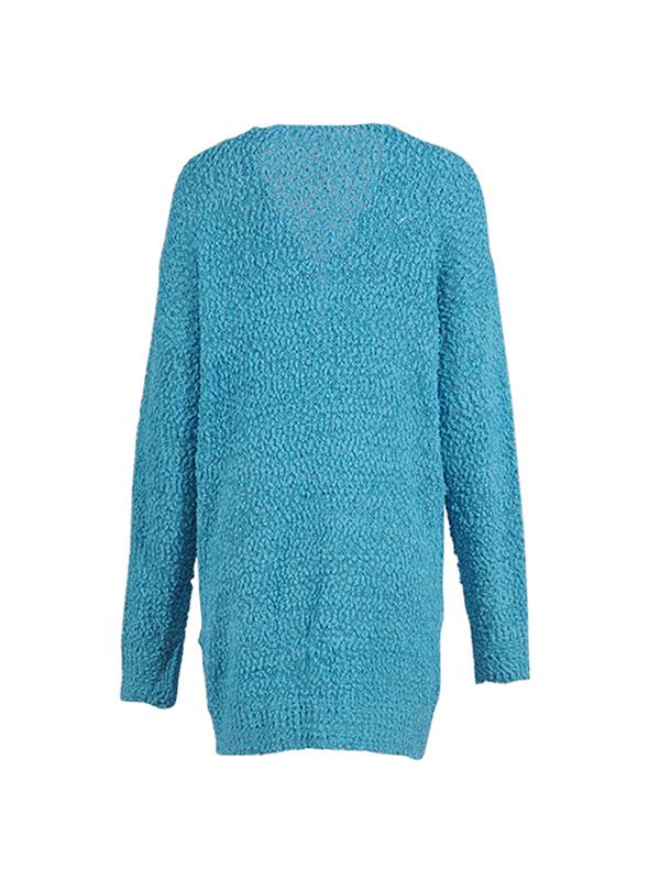 Plain Long sleeve Cardigan Pocket Knit Coat