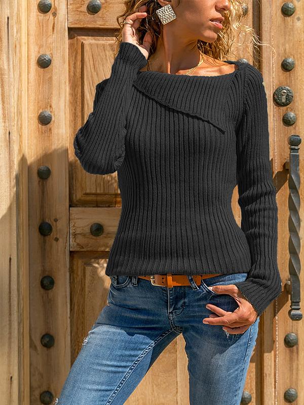 Plus Size Long Sleeve Special Collar Sweater for Woman