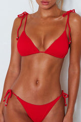 Solid Lace Up Bikini Set