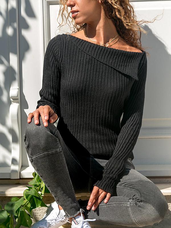 Plus Size Long Sleeve Special Collar Sweater for Woman