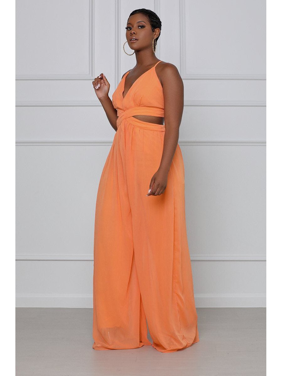 Solid Color Casual Loose Chiffon Jumpsuit