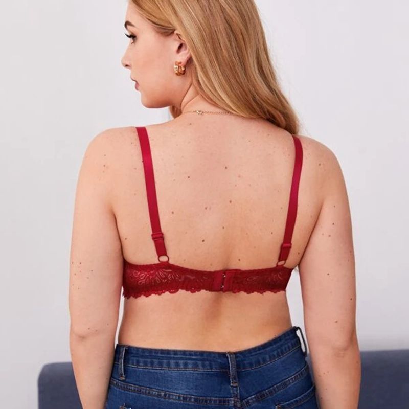 French Hollow Flower Soft Lace Thin Cup Plus Size Bra