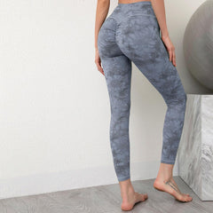 Tie-dye Printed High Waist Nude Yoga Leggings