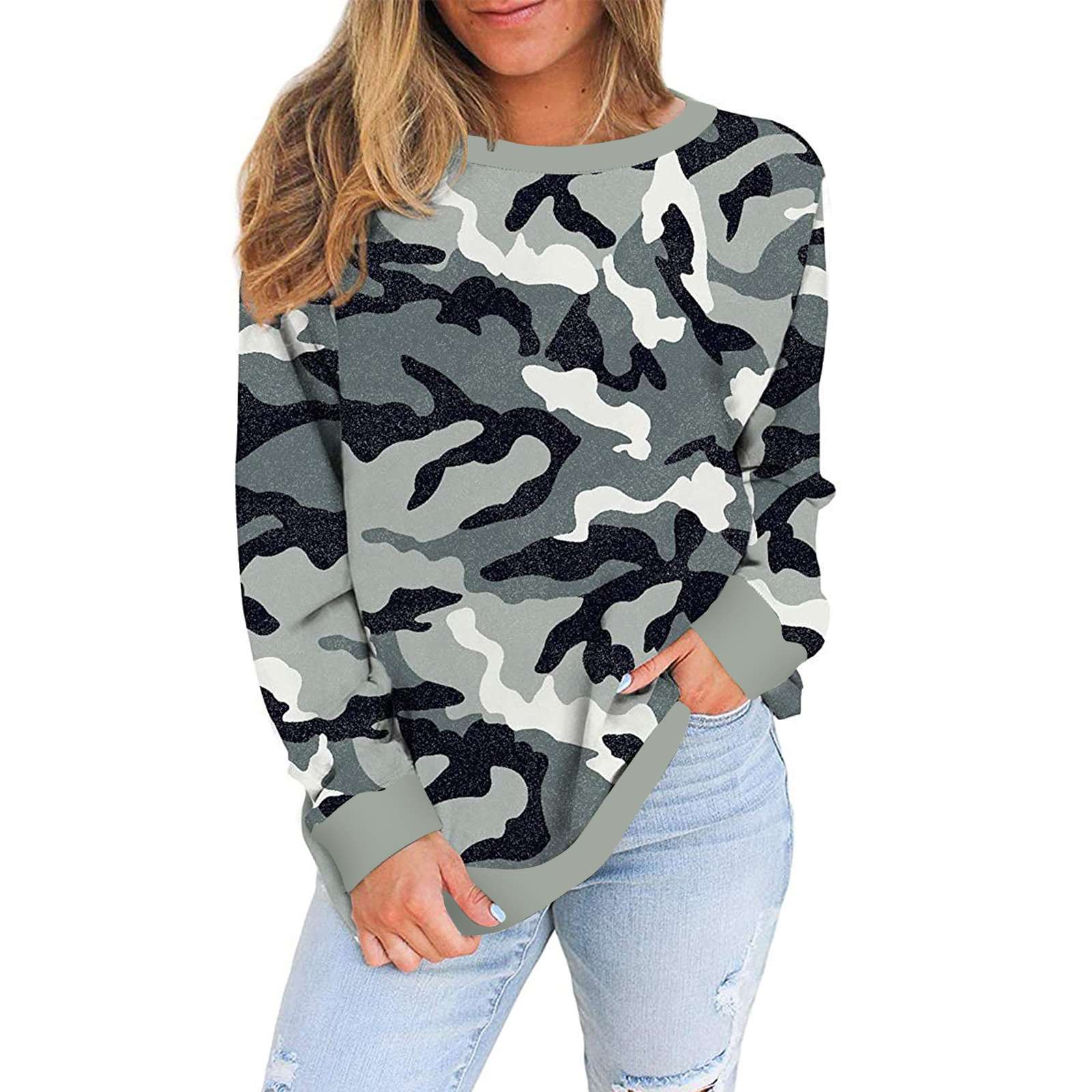 Print Round neck Long sleeve Sweatshirts T-Shirts
