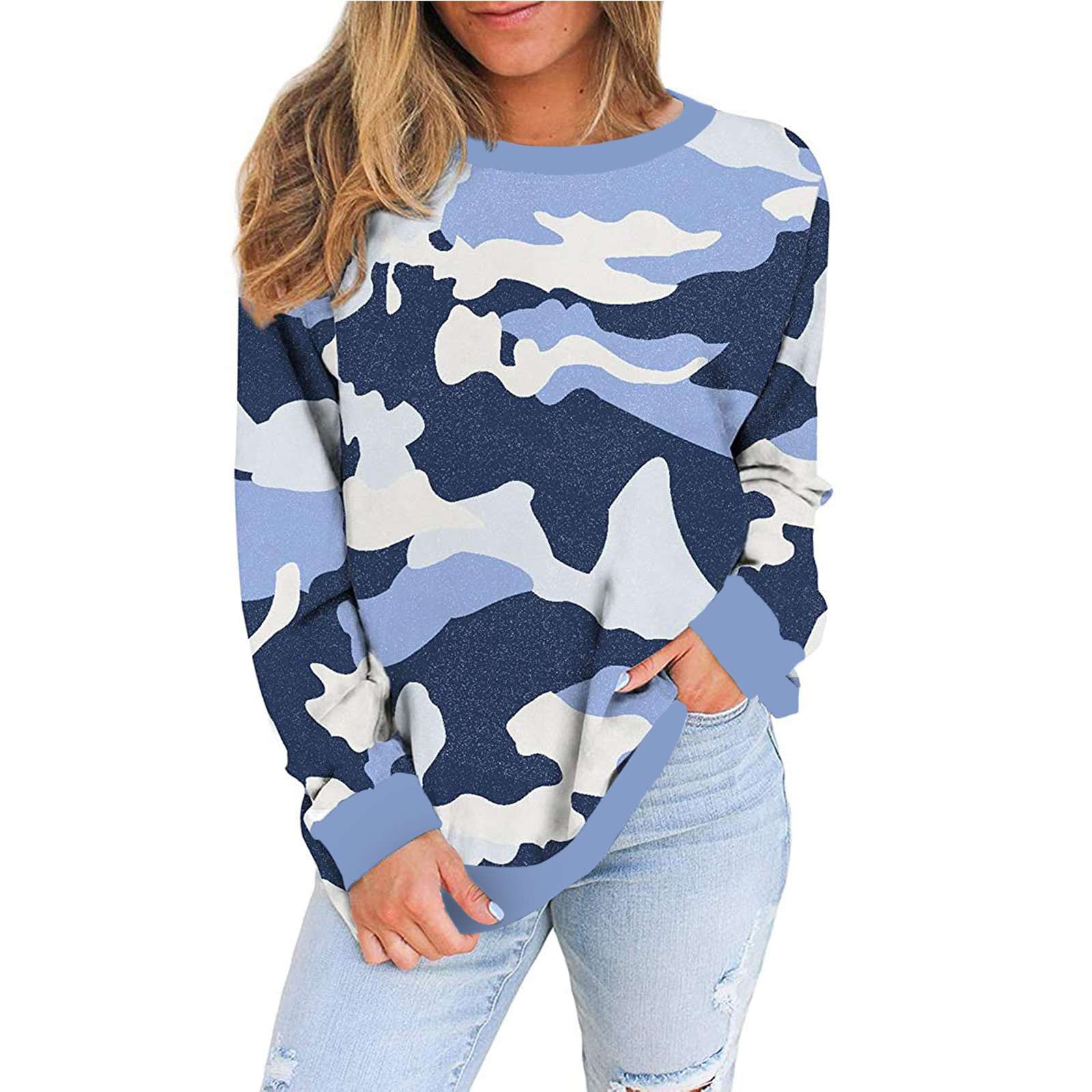 Print Round neck Long sleeve Sweatshirts T-Shirts
