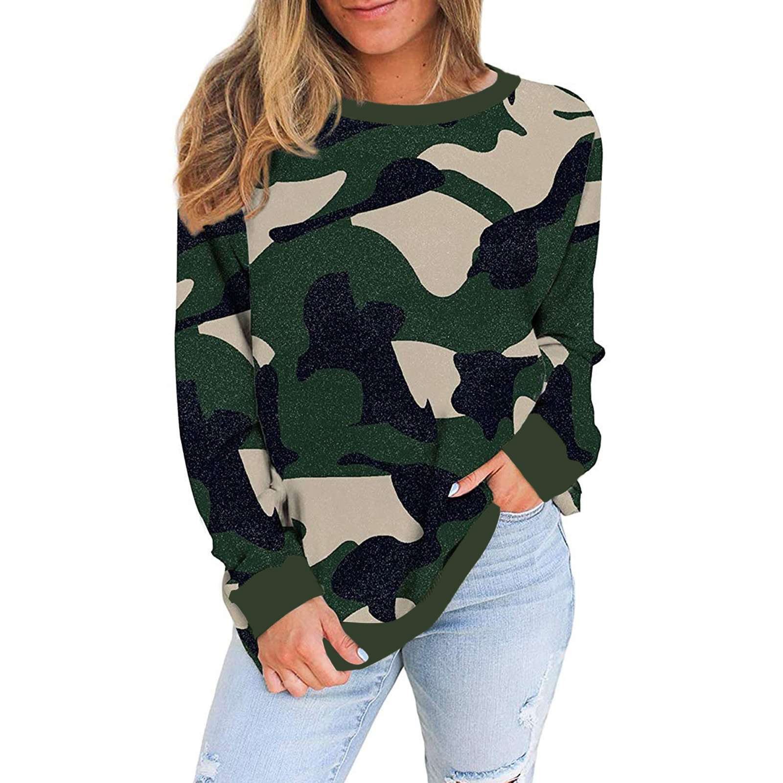 Print Round neck Long sleeve Sweatshirts T-Shirts