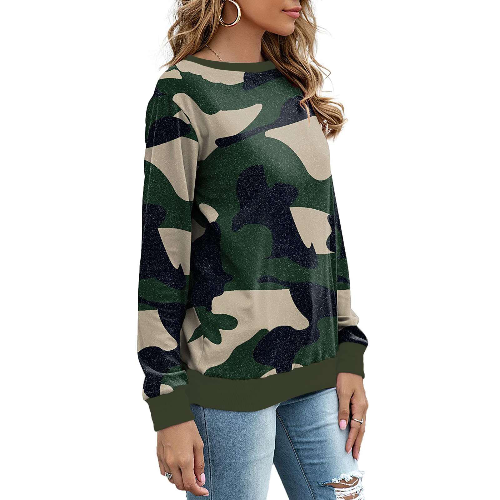 Print Round neck Long sleeve Sweatshirts T-Shirts