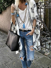 Printed medium sleeve cardigan Blouses