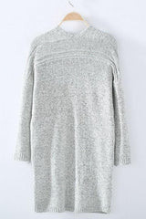 Pure Color Long Length Cardigan With Pocket