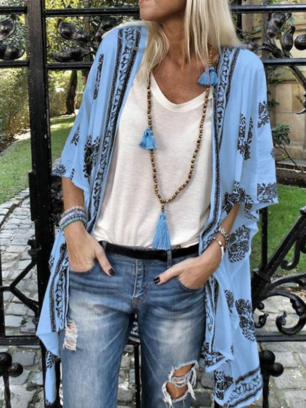 Printed medium sleeve cardigan Blouses