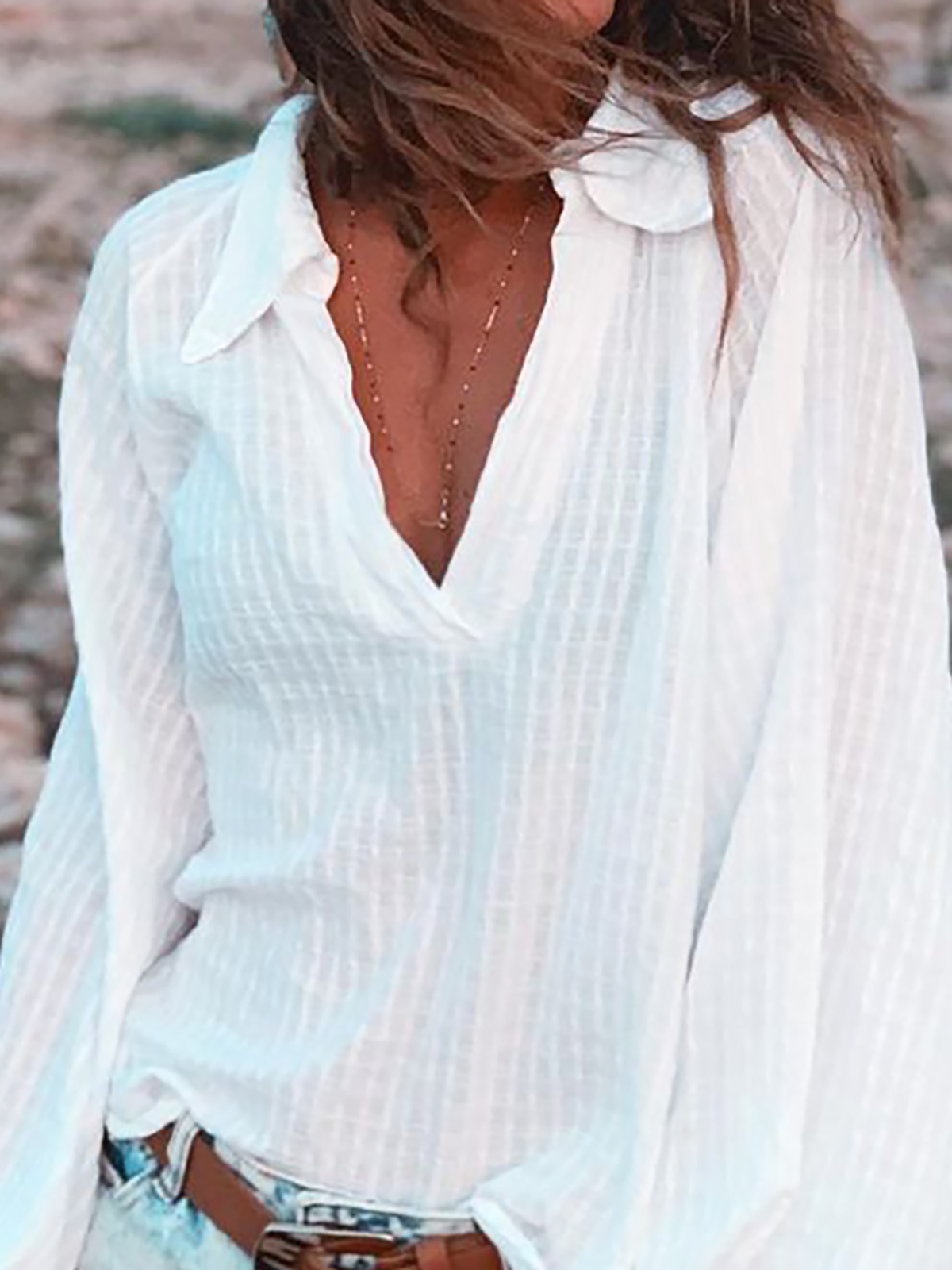 Plus size Casual Long Sleeve Shirts & Tops