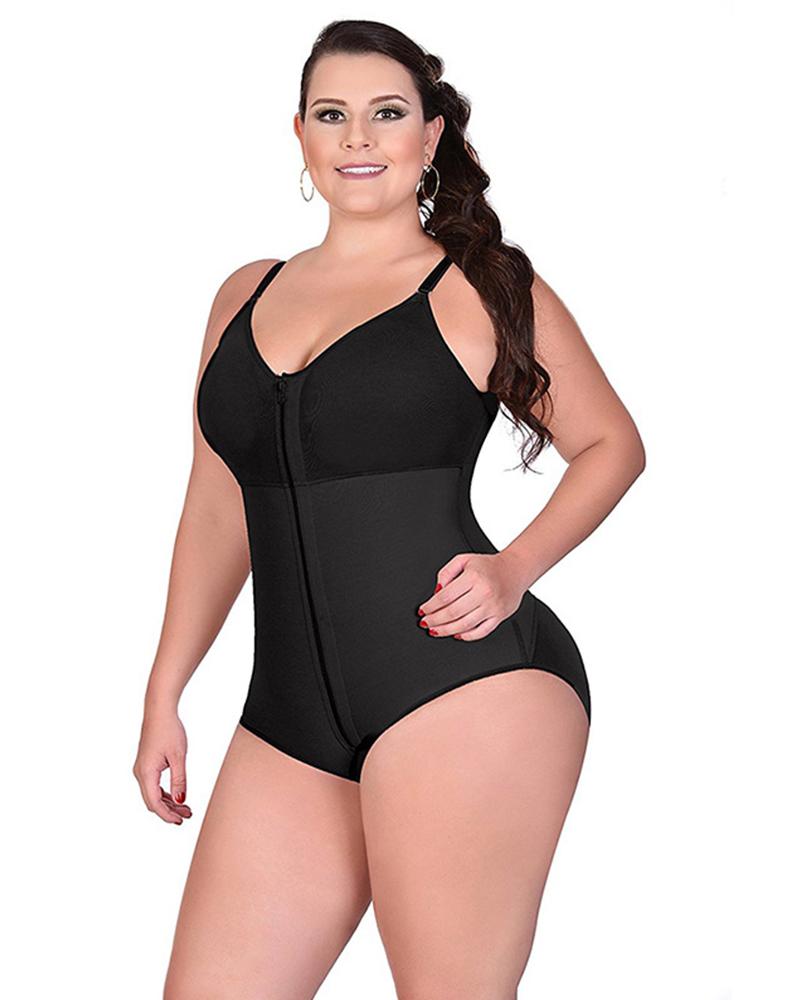 Women Slimming Zipper & Adjustable Straps Bodysuit