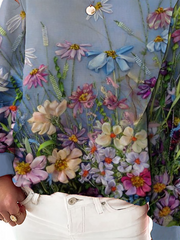 Plus size Floral Long Sleeve Shirts & Tops