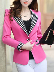 Plaid Notch Lapel Single Button Blazer