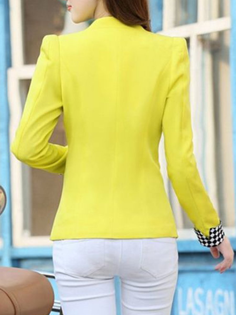 Plaid Notch Lapel Single Button Blazer