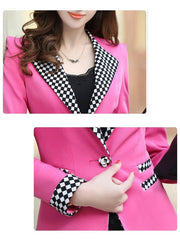 Plaid Notch Lapel Single Button Blazer