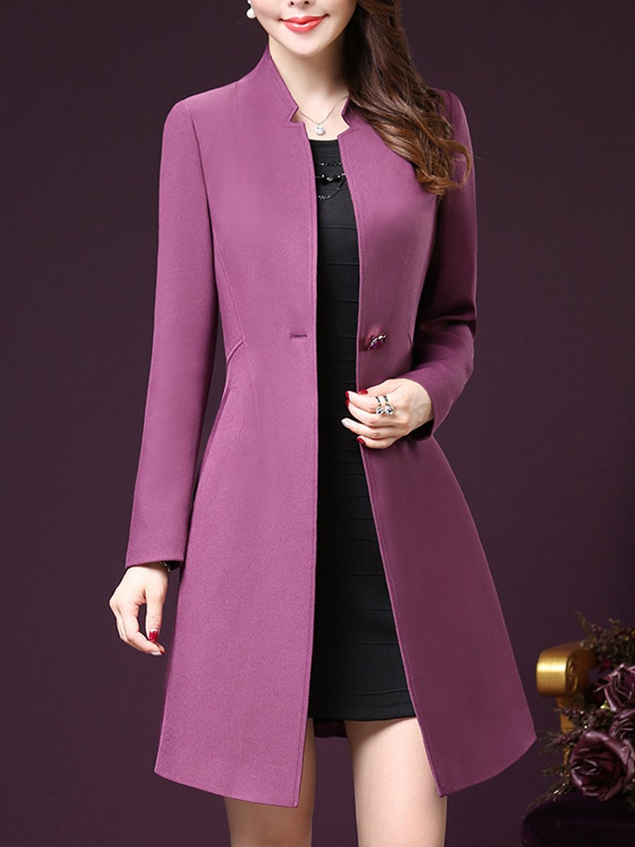 Plain Longline Single Button Pocket Trench Coat
