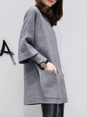 Plain Patch Pocket Fake Two-Piece Shift Dress