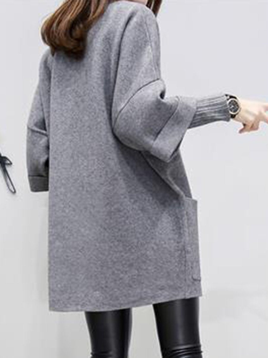 Plain Patch Pocket Fake Two-Piece Shift Dress