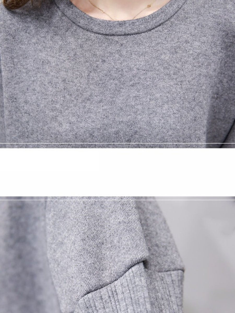 Plain Patch Pocket Fake Two-Piece Shift Dress