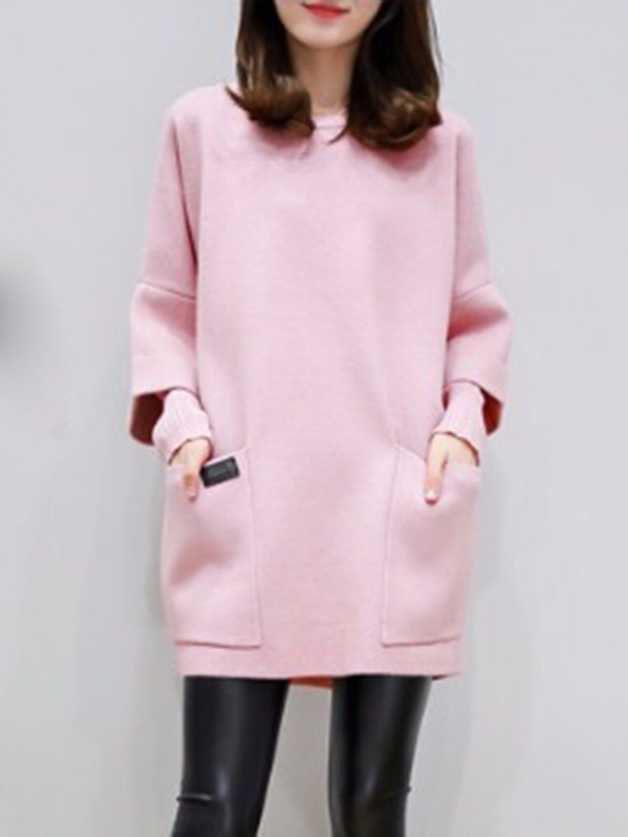 Plain Patch Pocket Fake Two-Piece Shift Dress
