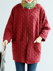 Oversized Patch Pocket Plain Polka Dot Trench Coat