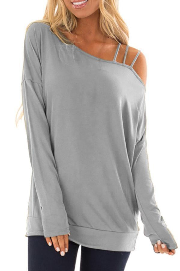 One Shoulder Woman Plain T-Shirts
