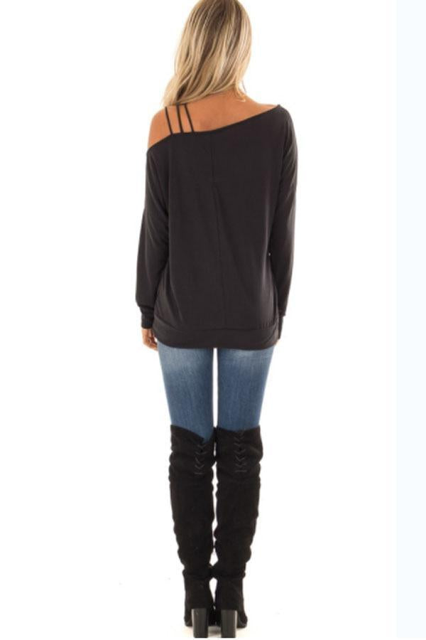 One Shoulder Woman Plain T-Shirts