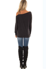One Shoulder Woman Plain T-Shirts