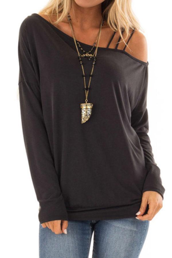 One Shoulder Woman Plain T-Shirts