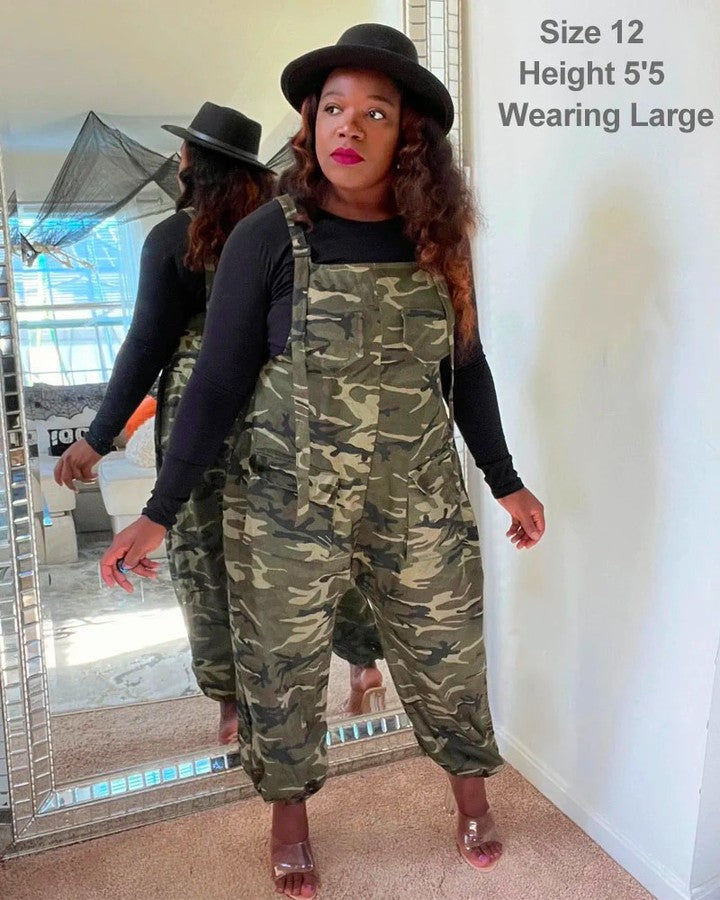 Camo Adjustable Strap Jumpsuits