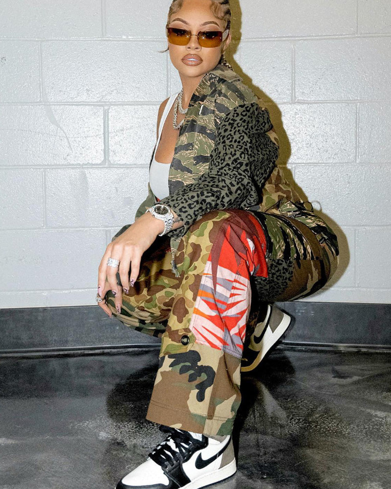 Women Spliced Camo Pants