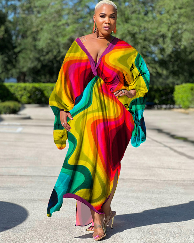 Oversize Bright Sea Of Colors Kaftan