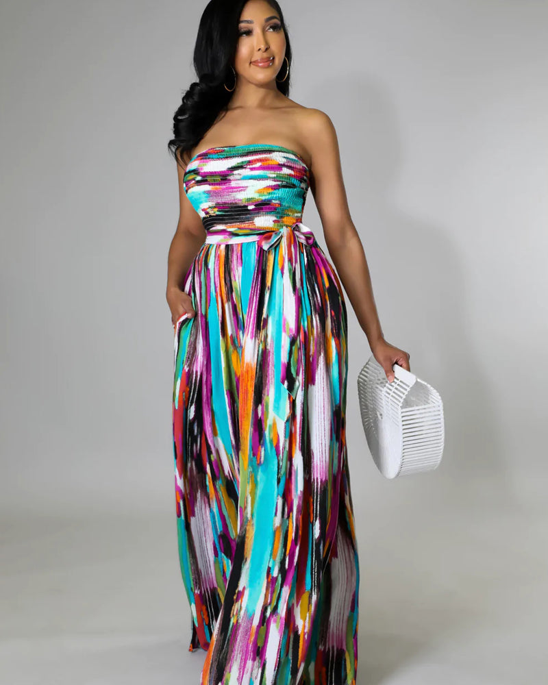 Tie-Dyed Flare Jumpsuit