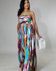 Tie-Dyed Flare Jumpsuit